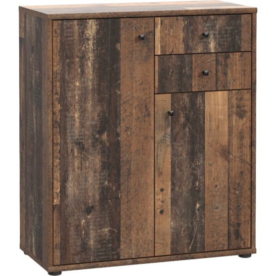 Komoda 2 szuflady 2 drzwi T2KK50-H51 Old-Wood Vintage ARCHBOX Podstawowe