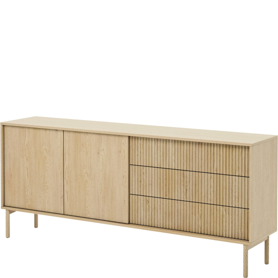 Duża komoda do salonu z ryflowanym frontem Dąb Cremona TAVO Podstawowe