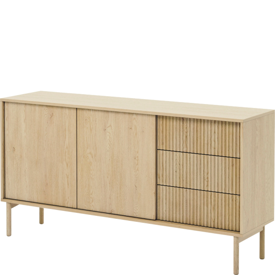 Komoda do salonu z ryflowanym frontem Dąb Cremona TAVO Podstawowe