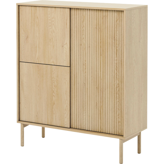 Wysoka komoda 2-drzwiowa z ryflowanym frontem Dąb Cremona TAVO Podstawowe