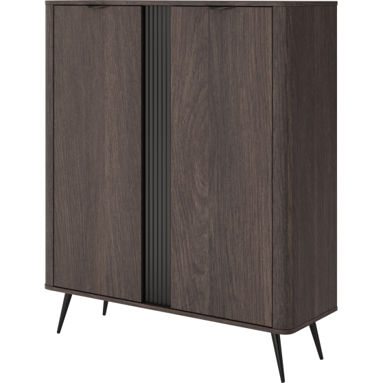 Wysoka komoda 2-drzwiowa z ryflowaniem Dąb Dunin VERIS Podstawowe