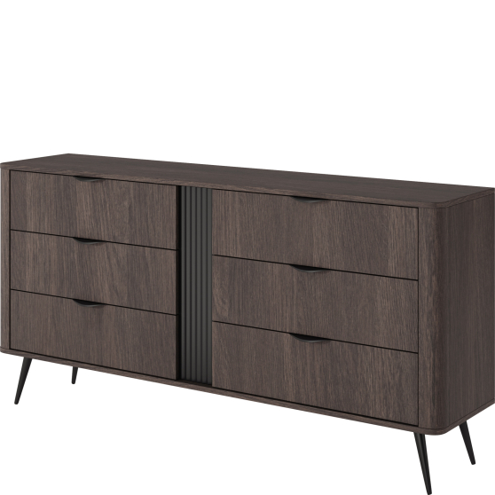 Komoda na wysokich nóżkach 6 szuflad Dąb Dunin VERIS Podstawowe