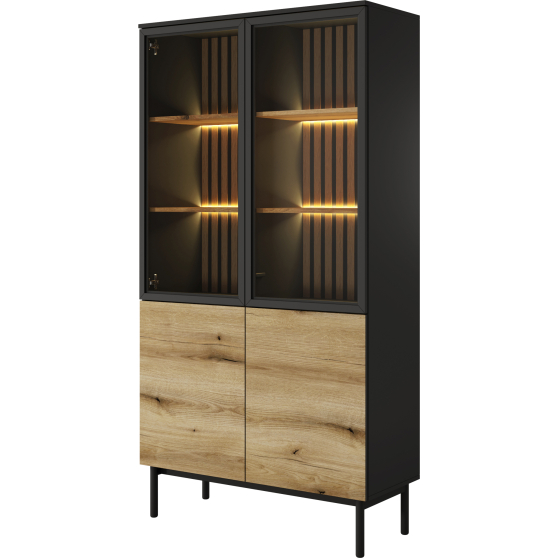 Witryna wysoka z oświetleniem LED Dąb Evoke LANG Podstawowe