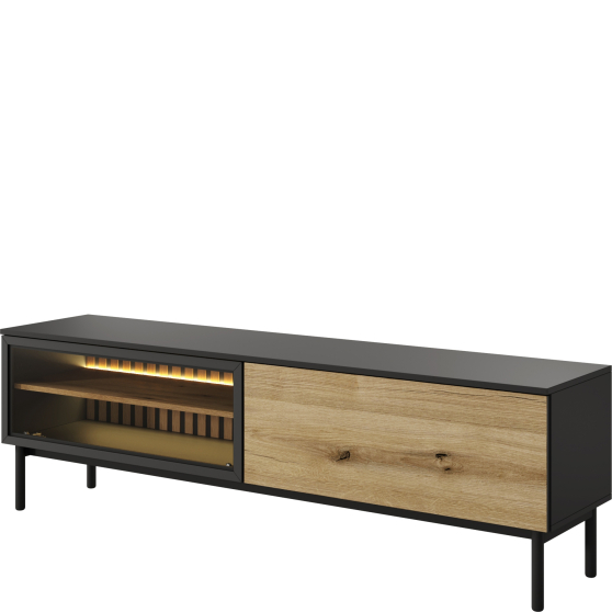 Szafka RTV 180 cm z oświetleniem LED Dąb Evoke LANG Podstawowe