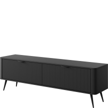 Szafka RTV 163 cm ryflowana czarna 2-drzwiowa LANTE CZARNY Podstawowe