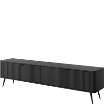 Szafka RTV 200 cm ryflowana czarna 2-drzwiowa LANTE CZARNY Podstawowe