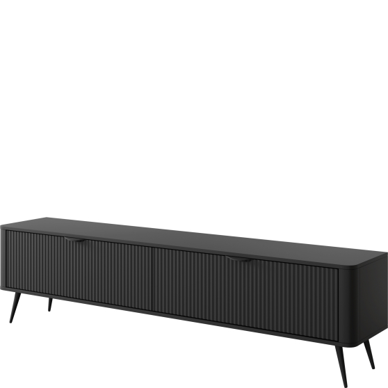 Szafka RTV 200 cm ryflowana czarna 2-drzwiowa LANTE CZARNY Podstawowe