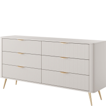 Komoda ryflowana beżowa 6 szuflad LANTE BEŻ Podstawowe