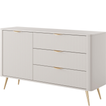 Komoda ryflowana beżowa z trzema szufladami LANTE BEŻ Podstawowe