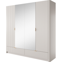 Szafa 4-drzwiowa z lustrem beżowa LANTE SYPIALNIA Podstawowe