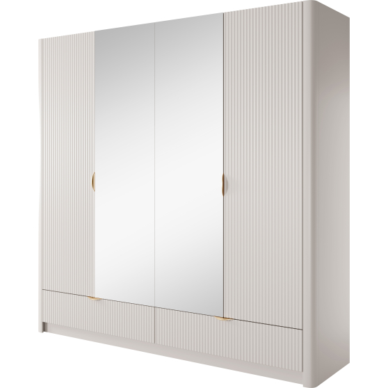 Szafa 4-drzwiowa z lustrem beżowa LANTE SYPIALNIA Podstawowe
