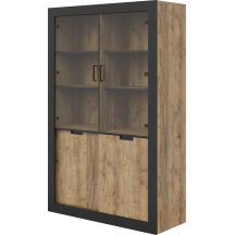 Wysoka witryna do salonu Dąb Samdal / Czarny Typ-12 TUDOR Podstawowe