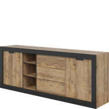 Komoda 2 drzwi 3 szuflady Dąb Samdal / Czarny Typ-25 TUDOR Podstawowe