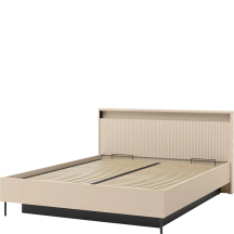 Łóżko z pojemnikiem i stelażem 160 x 200 TS-03 Podświetlany zagłówek Beż Piaskowy TREND SYPIALNIA Podstawowe