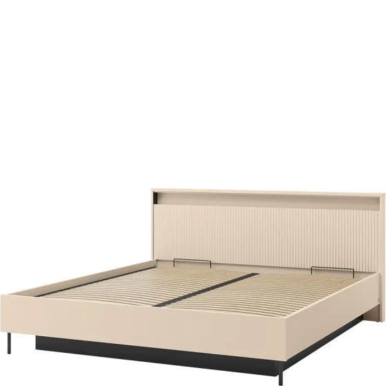 Łóżko z pojemnikiem i stelażem 180 x 200 TS-03 Podświetlany zagłówek Beż Piaskowy TREND SYPIALNIA Podstawowe