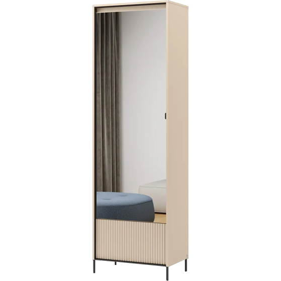 Wąska szafa z lustrem do przedpokoju TG-01 Beż Piaskowy TREND GARDEROBA Podstawowe