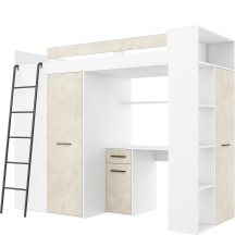 Łóżko piętrowe VERANA Lewe Biały / Granada Migdał Podstawowe