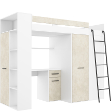 Łóżko piętrowe VERANA Prawe Biały / Granada Migdał Podstawowe