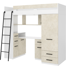 Łóżko piętrowe SMYK Lewe Biały / Granada Migdał Podstawowe