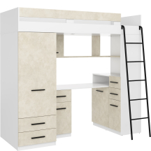 Łóżko piętrowe SMYK Prawe Biały / Granada Migdał Podstawowe