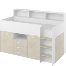 Łóżko piętrowe NEO Prawe Biały Mat / Granada Migdał Podstawowe