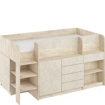 Łóżko piętrowe SMILE Lewe Dąb Endgrain / Granada Migdał Podstawowe