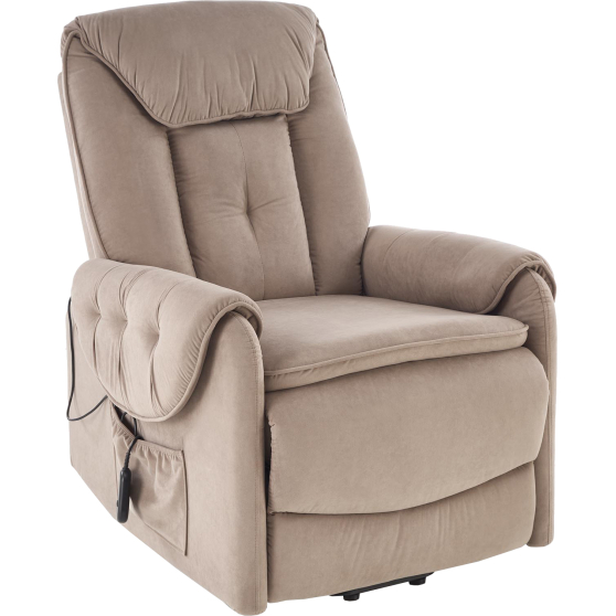 Fotel wypoczynkowy rozkładany elektrycznie HORTON Beżowy Podstawowe