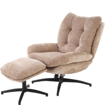 Fotel wypoczynkowy obrotowy PESTO z podnóżkiem Beż Podstawowe
