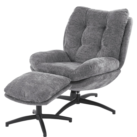 Fotel wypoczynkowy obrotowy PESTO z podnóżkiem Popiel Podstawowe
