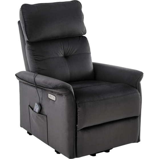 Fotel wypoczynkowy rozkładany z funkcją masażu i USB SEMIR 2 Czarny Podstawowe