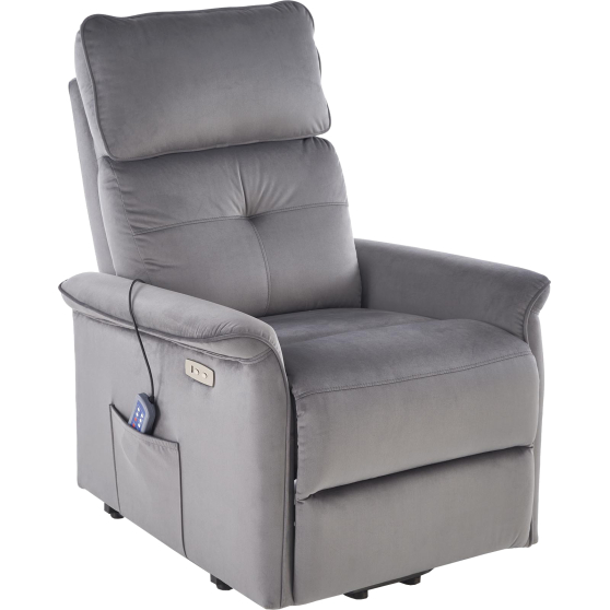 Fotel wypoczynkowy rozkładany z funkcją masażu i USB SEMIR 2 Popielaty Podstawowe