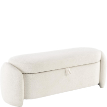 Tapicerowana ławka do przedpokoju FICARIA ze schowkiem Kremowa Podstawowe
