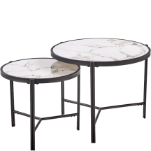 FATIMA biały marmur / czarny Halmar Ława zestaw Podstawowe