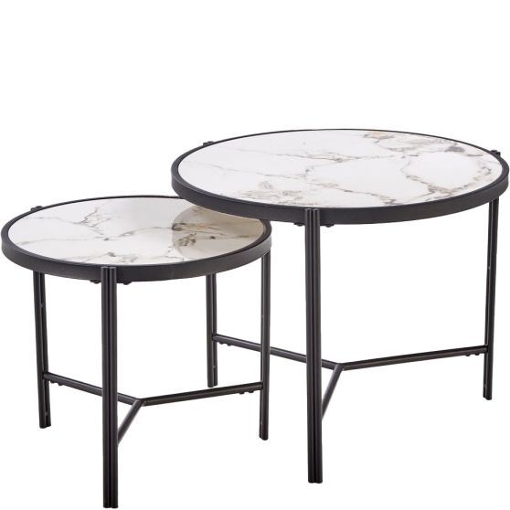 FATIMA biały marmur / czarny Halmar Ława zestaw Podstawowe