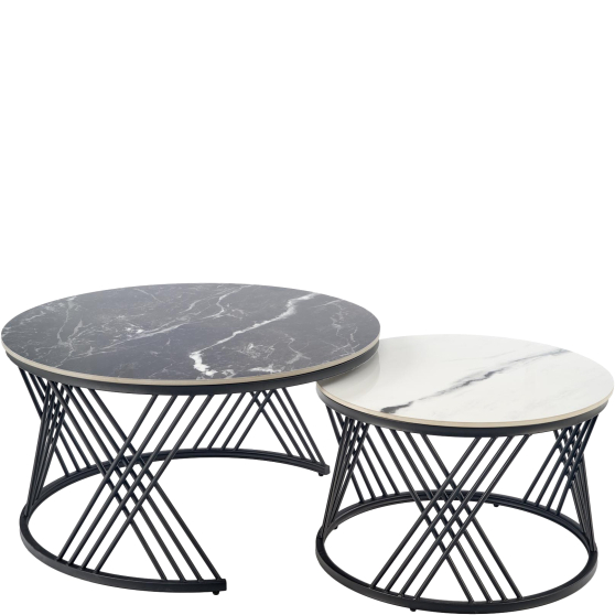 FLAMINGO czarny marmur / biały marmur / czarny Halmar Ława zestaw Podstawowe