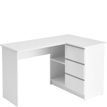 Biurko narożne BEGA z szufladami Białe Podstawowe