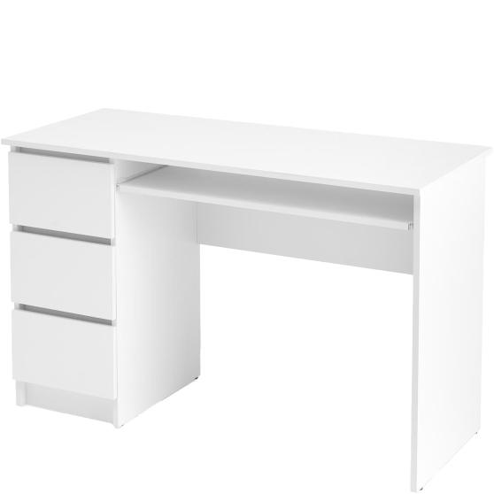 Biurko z szufladami CINO z półką pod klawiaturę Białe Podstawowe
