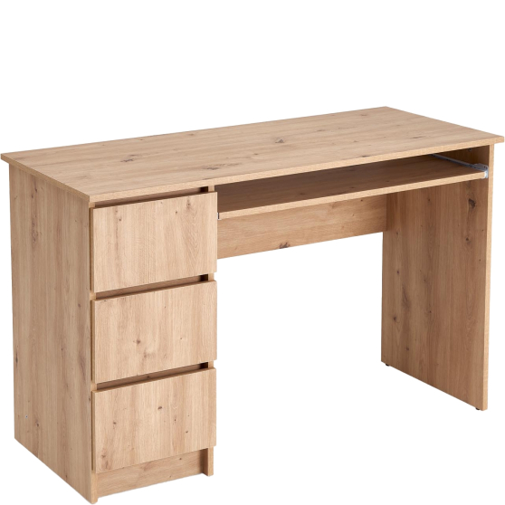 Biurko z szufladami CINO z półką pod klawiaturę Dąb Artisan Podstawowe