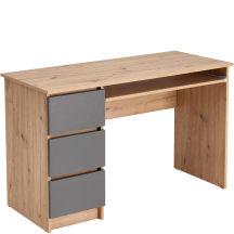 Biurko z szufladami CINO z półką pod klawiaturę Dąb Artisan / Grafit Podstawowe