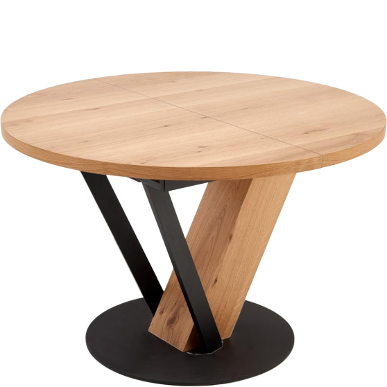 Stół okrągły rozkładany 120-160x120x78 FANIS Naturalny / Czarny Podstawowe