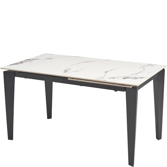 Stół rozkładany 141-201x81x76 FELIX Biały Marmur / Czarny Podstawowe