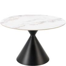 Stół okrągły 120x120x76 GARET Biały Marmur / Czarny Podstawowe