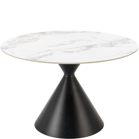 Stół okrągły 120x120x76 GARET Biały Marmur / Czarny Podstawowe