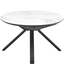 Stół rozkładany 130-180x130x76 VERTIGO Biały Marmur / Czarny Podstawowe