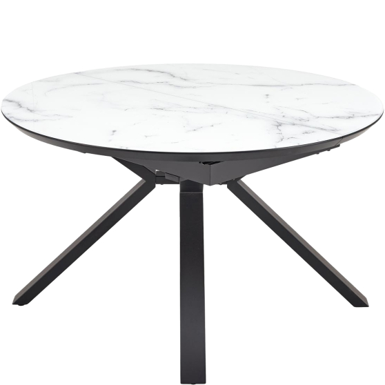 Stół rozkładany 130-180x130x76 VERTIGO Biały Marmur / Czarny Podstawowe