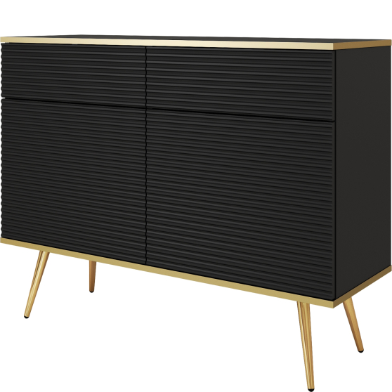 Komoda KSZ107 z ryflowanym frontem Czarny Mat ORO MDF Podstawowe