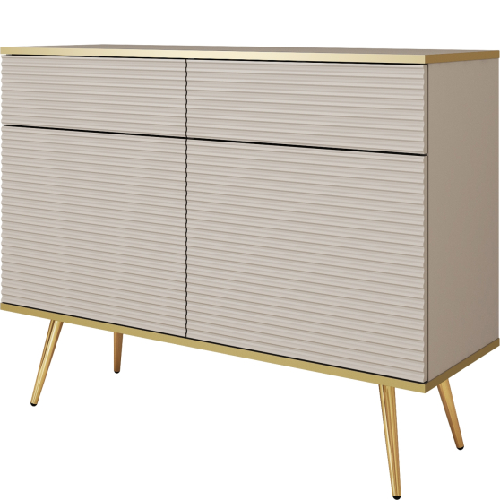 Komoda KSZ107 z ryflowanym frontem Beż Mat ORO MDF Podstawowe