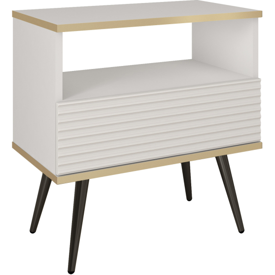 Szafka nocna S54 z ryflowanym frontem Biały Mat ORO MDF Podstawowe (2)