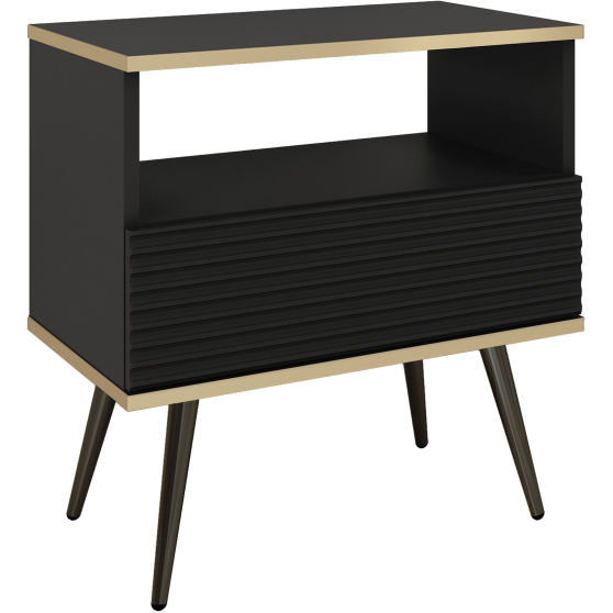 Szafka nocna S54 z ryflowanym frontem Czarny Mat ORO MDF Podstawowe (2)