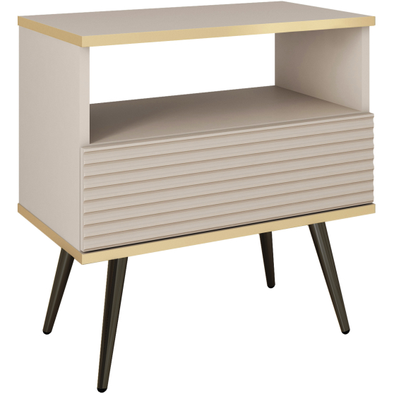 Szafka nocna S54 z ryflowanym frontem Beż Mat ORO MDF Podstawowe (2)